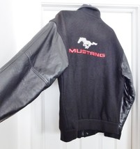 MUSTANG Wool Leather Jacket Coat Varsity Quilted Lined Black Canada Men&#39;s M VTG - £79.71 GBP