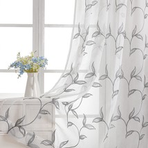 Visiontex Sheer Curtains 95 Inch Length 2 Panels, Decor Iron Grey, 54&quot; W X 95&quot; L - £35.30 GBP
