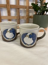 Vintage Otagiri Hand Crafted Goose Duck Bows Embossed Textured Coffee Tea Mugs - $23.36