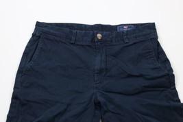 Vineyard Vines Mens 32 Faded Spell Out Flat Front Breaker Chino Shorts Navy Blue - £31.69 GBP