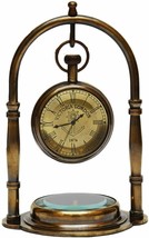Reloj de escritorio antiguo de latón marítimo con brújula, decoración del... - £25.04 GBP