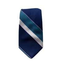 Tom James Neckwear Mens Silk Vintage Skinny Tie Accessory Dad Gift Striped Blue - $18.70