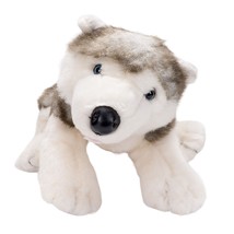 Build A Bear Wolf Plush 15&quot; Dog White Gray Blue Eyes BABW Stuffed Animal - £11.56 GBP