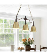 3-Light Mid-Century Brass Pendant Light Kitchen Island Linear Chandelier - $146.28