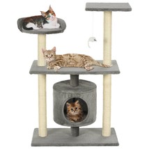 Cat Tree with Sisal Scratching Posts 95 cm Grey - £42.17 GBP