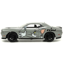 2015 Dodge Challenger Hellcat Gray with "Tom" Graphics and Jerry Diecast Figu... - $48.07