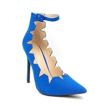 Shoedazzle Women Pointed Toe Ankle Strap Pump Heels Randi Size US 10 Blue Fabric - £12.82 GBP