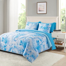 Blue Tie Dye Bedding Set Twin/Twin XL Size 5-Piece Bed in a Bag Comforter Sheets - £36.15 GBP