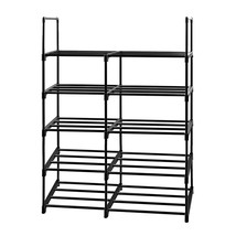 Shoe Rack Shoe Organizer For Entryway 5 Tiers Holds 20-22 Pairs Metal Shoe And B - £61.97 GBP