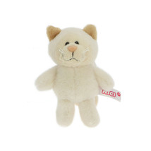 NICI Snow Cat Girl Beige Stuffed Animal Plush Beanbag Keyring 4 inches 10 cm - £9.04 GBP