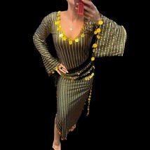 Bellydance Baladi Dress with Coins Belt: Egyptian Dance Costume - €119,41 EUR Bellydance Baladi Dress with Coins Belt: Egyptian Dance Costume - €119,41 EUR