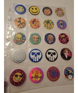 Lot Of 20 Vintage POGs Misc. Skulls Head Faces Get Fired Up Cow Smiley Face - $19.59