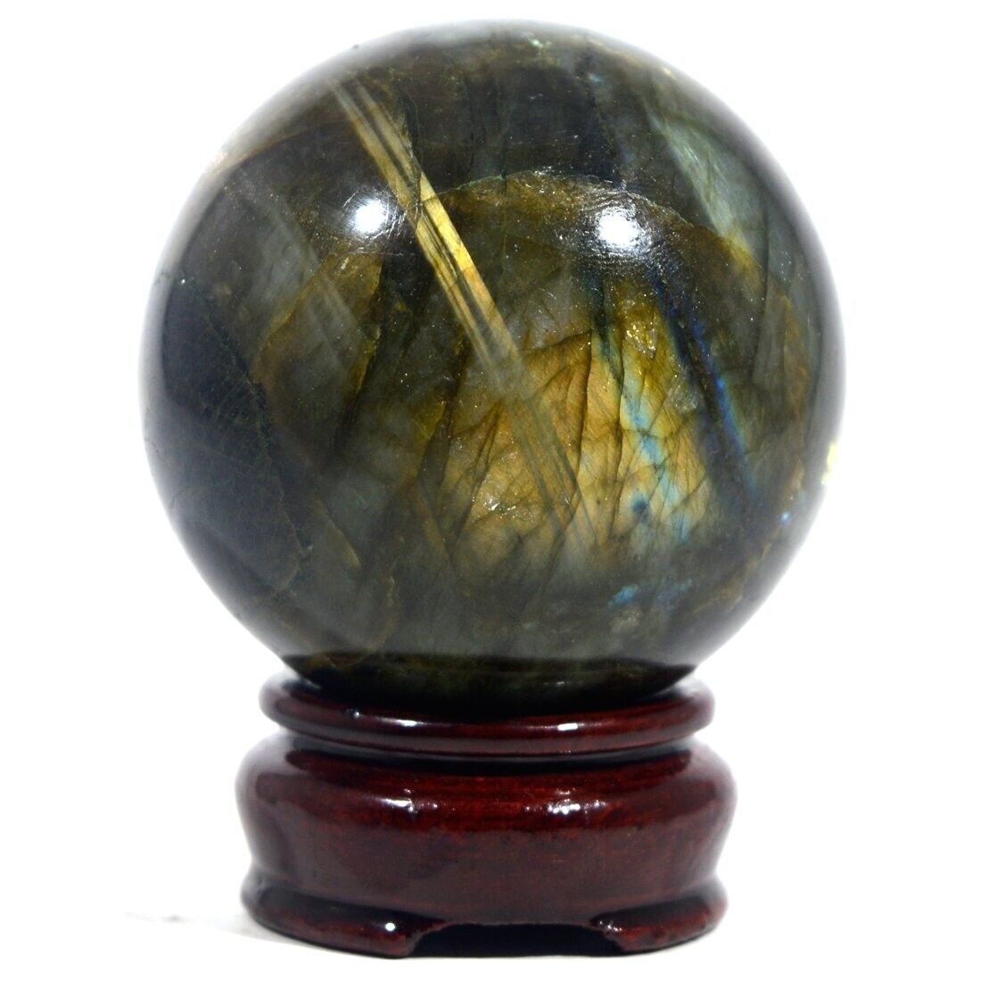 230g-54mm Labradorite Gemstone Sphere Ball  Golden Stand - $34.60