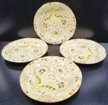 (4) Pier 1 Sonora Salad Plates Set Floral Scroll Vine Porcelain Plate Dishes Lot - £37.09 GBP