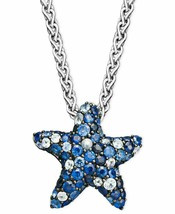 1Ct Simulated Diamond Starfish Pendant Necklace 14K White Gold Plated Silver - £76.52 GBP