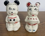 Mickey &amp; Minnie Mouse Walt Disney Vintage Antique Salt &amp; Pepper Shakers ... - £15.40 GBP