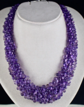 Natural Amethyst Beads Teardrop 1005 Carats Purple Gemstone Silver Necklace - £859.39 GBP