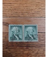 US Stamp George Washington 1c Used Green Strip of 2 - $1.29