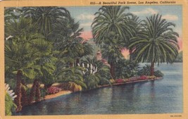 Beautiful Park Scene in Los Angeles CA California 1949 Lutie MO Postcard D51 - £2.38 GBP