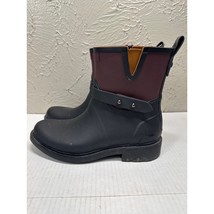 Rag and Bone Moto Rain Boots Women&#39;s Black Maroon Waterproof Size 37 US 7 - $932.02 MXN