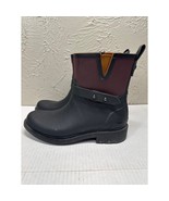Rag and Bone Moto Rain Boots Women&#39;s Black Maroon Waterproof Size 37 US 7 - $932.02 MXN