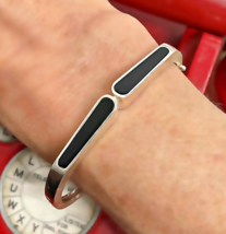 1970s Onyx Silver Bangle Bracelet Unisex Silver Jewelry OFFeR! - $10,767.57 MXN