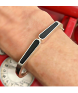 1970s Onyx Silver Bangle Bracelet Unisex Silver Jewelry OFFeR! - $818.42 CAD