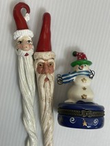 Mixed Lot Of Christmas Ornaments Santa Icicles Ornaments &amp; Snowman Trink... - $11.74