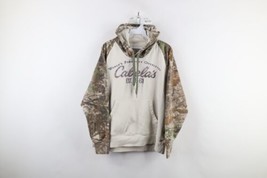 Vintage Cabelas Womens Large Faded Spell Out Camouflage Hoodie Sweatshirt Beige - £46.68 GBP