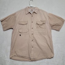 Speed Zone Men&#39;s Fishing Shirt Size XL Tan Vented Short Sleeve Casual Pockets - £13.23 GBP