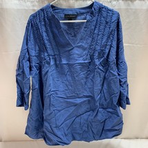 Lane Bryant Shirt Size 14/16 Blue Lightweight 3/4 Sleeves - £11.06 GBP