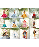 Disney Store Christmas Ornament Belle Aurora Jasmine Snow White Olaf Doc... - £40.02 GBP