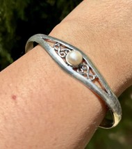 Brazalete brazalete hecho a mano pulsera joyería plata alemana, perla... - £14.03 GBP