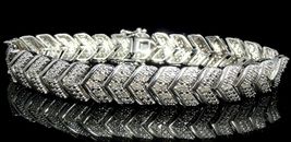 14K White Gold Finish 12CT Round Cut Diamond Chevron Style Link Ladies Bracelet - £185.49 GBP