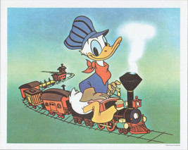Donald Duck riding train vintage Disney 1980&#39;s 8x10 print - £9.44 GBP