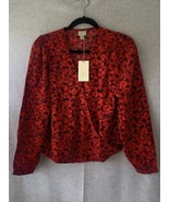 A New Day™ Women&#39;s Floral Print Puff Long Sleeve Wrap Top  Red Size XS - £3.70 GBP