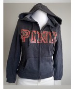 Victoria’s Secret PINK Hoodie Full Zip Jacket Sweatshirt Medium Gray Pla... - $34.65