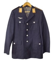 German Air Force Military Tunic Jacket Size 24 Vintage Blue 4 Pocket Design - $33.24