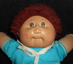VINTAGE 1982 CABBAGE PATCH KIDS BABY DOLL BROWN HAIR BLUE SAILOR STUFFED... - $33.25