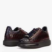 The Adler Navy Blue & Burgundy Snake Leather Men Sneaker Limited Edition image 3