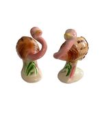 Vintage Japan Flamingo Salt Pepper Shakers Pink Ceramic Bird Set - $21.60