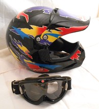 MONARCH MOTOCROSS OFFROAD HELMET WITH SPY  GOGGLES ( GOOD USED CONDITION ) - £7.82 GBP