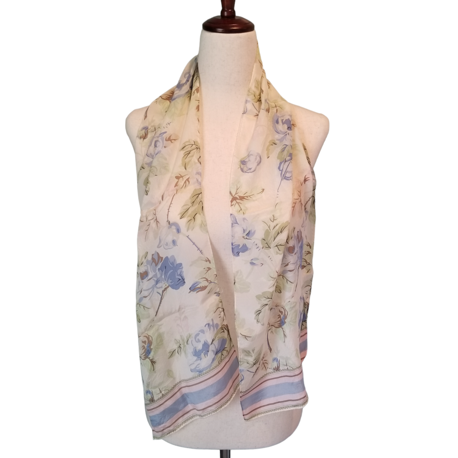 Primary image for Women's Fashion Scarf Rectangle Floral Flowers Stripes Blue Green Tan Beige Neck