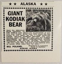 1954 Print Ad Giant Kodiak Island Bear Hunt in Alaska Hunting Guide Bill... - $8.98