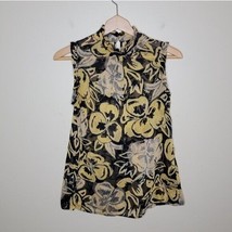 Who What Wear | Semi-Sheer Yellow &amp; Black Floral Tank Blouse, womens size XS - £10.81 GBP