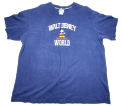 Y2K Walt Disney World Mickey Embroidered Stitched Vintage XXXL T-Shirt Navy Blue - $23.70