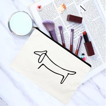 I Love Dachshund Canvas Cosmetic Bag Zipper Toiletry Pouch Dog Mom Life Makeup O - £6.78 GBP