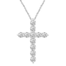1/5Cttw to 1.00Cttw Classic Real Diamond Cross Necklace Pendant in 925 Sterling  - £51.39 GBP+