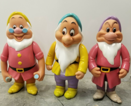3 Vintage Disney Snow White&#39;s Seven Dwarfs, 6” Vinyl Plastic Figures - $9.89