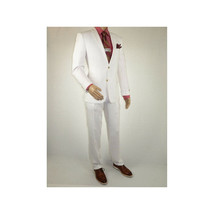 Men's Summer Linen Suit Apollo King Half Lined 2 Button Modern Fit SLN8 White image 6
